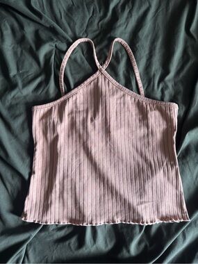 Ribbed Tan Strappy Cami Top